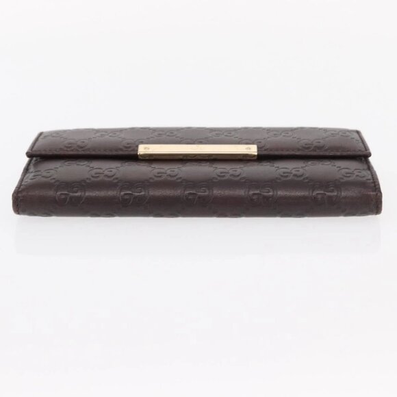 GUCCI GG Canvas Guccissima Long Wallet Leather Brown Gold - Picture 6 of 16